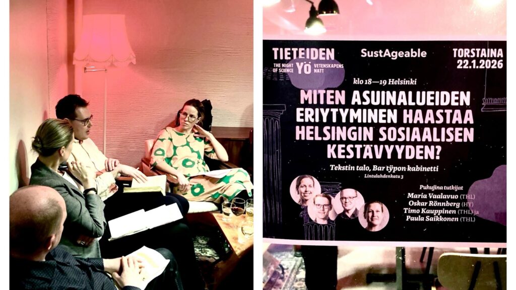 SustAgeablen Tieteiden yön tapahtuma tammikuussa 2026 Tekstin talolla.