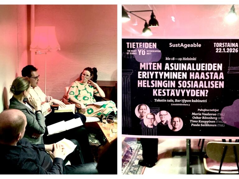 SustAgeablen Tieteiden yön tapahtuma tammikuussa 2026 Tekstin talolla.